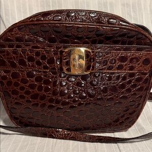Salvatore Ferragamo Dark Brown Embossed Bag